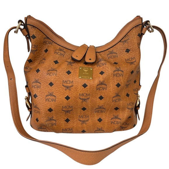 MCM Cognac Visetos Coated Canvas and Leather Hobo - Picture 2 of 14